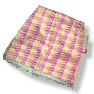 Sixth Alice Girls Skirt Size 5 Plaid Preppy Lace Trim Pink Yellow Seersucker NEW
